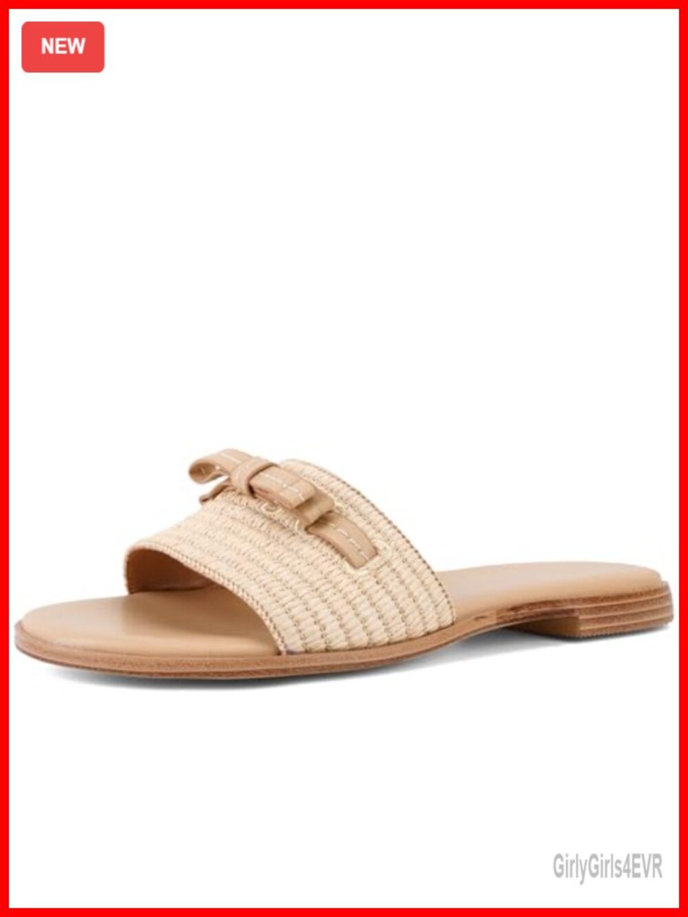 Handwoven Raffia Bow Slide Sandals Flat Casual Beach